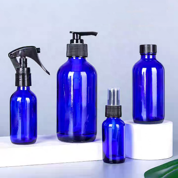 Factory Price 4 8 16oz Glass Spray Bottle Cobalt Blue Bottle With Water Mist Sprayer for Liquid Medicine Pharmaceutical Bottle