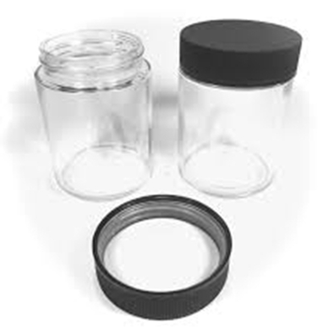 Custom 2oz 3oz 4oz 5oz Child Resistant Matte Black Jar Flower Packaging Glass Jar With Black Plastic Screw Lid