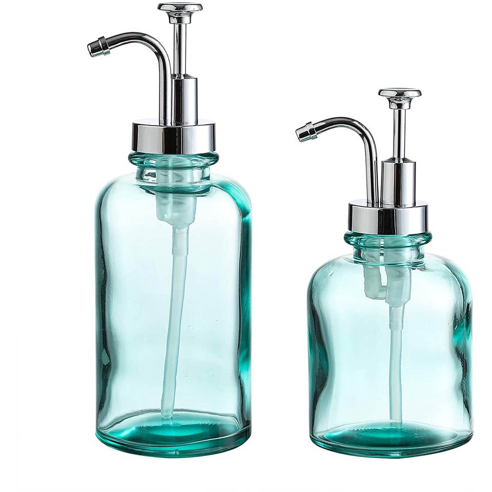 Amber Bathroom Hotel Kitchen Liquid Soap Dispensers Glass Soap Dispenser Bottle Alcohol Hand Sanitizer Dispenser Factory Price Glass Bottle