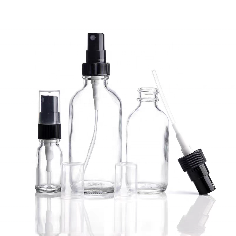 Empty Cosmetic Essential Oil Use Clear Blue Amber Glass Boston Bottles With Screw Cap Dropper Bottle 30ml 60ml Supplier