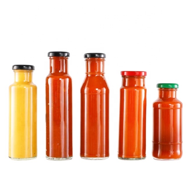 Different shape food grade 500ml 375ml 250ml glass dressing condiments chili BBQ sauce tomato ketchup bottle