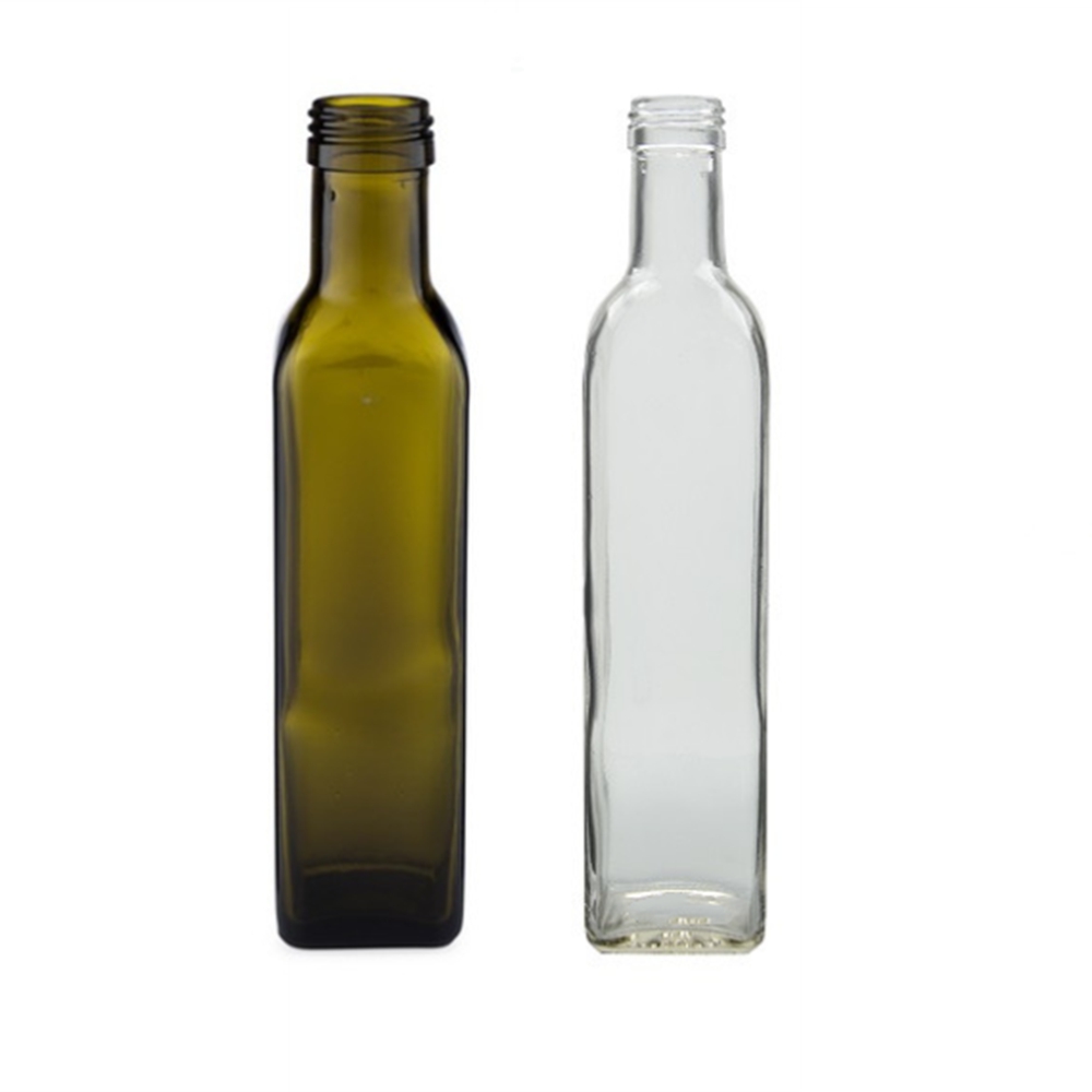 500ml Empty clear square Small Glass Bottles for Olive Oil and Vinegar Sesame Oil