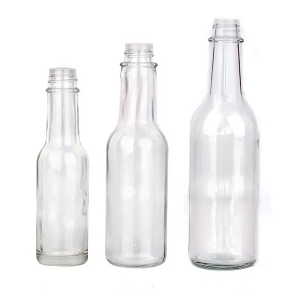 Hot Sauce Chilli Glass Bottle Empty 5oz 8oz 150ml 250ml Round Salad Dressing Ketchup Bottle With Screw Cap Lids