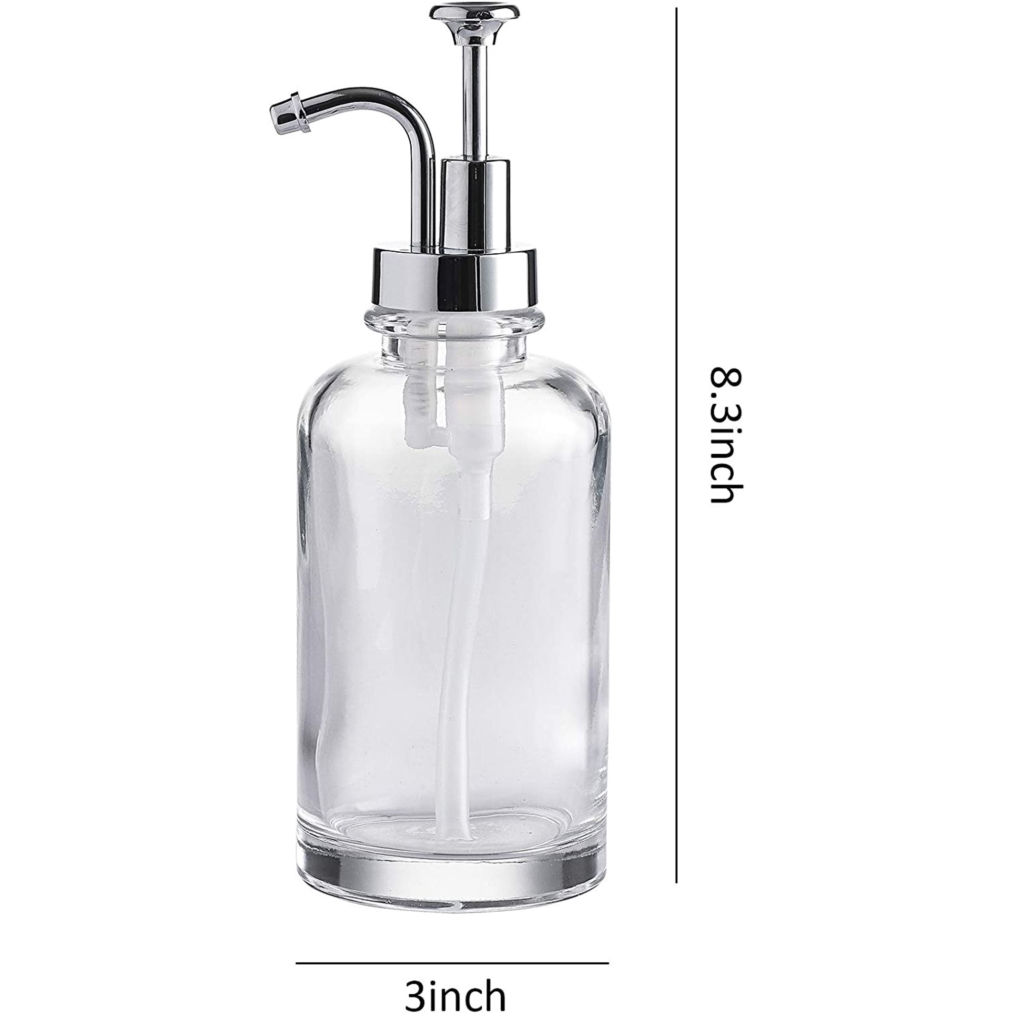 Luxury Glass 16oz Crystal White Soap Coffee Syrup Hand Wash Dispenser Bottle With Pump
