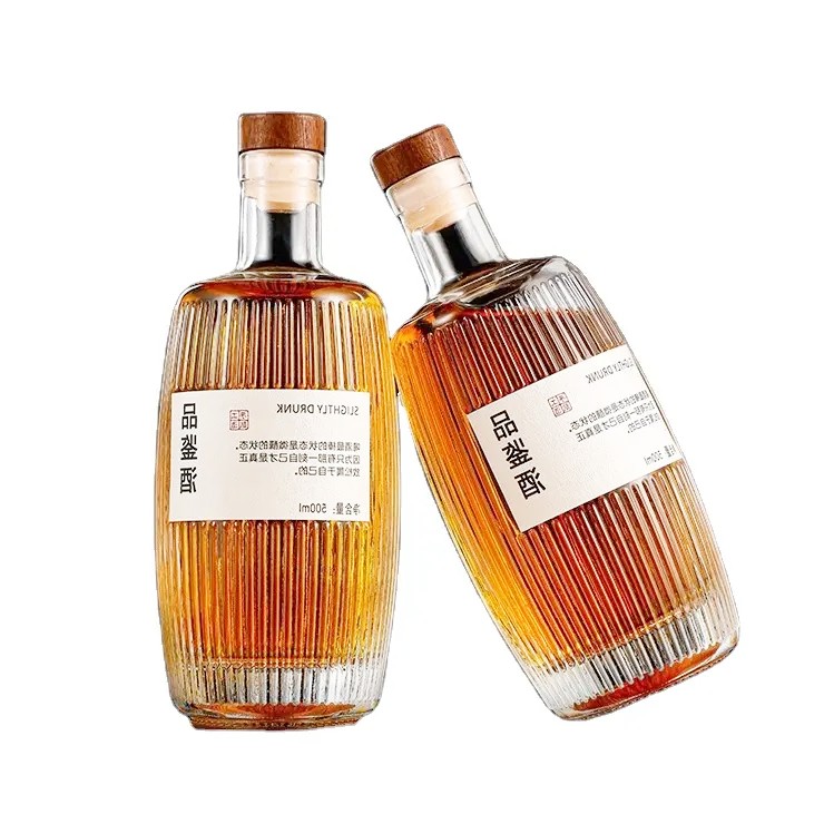 500ml Creative Miniature Empty Wine Glass Bottle Beautiful Vodka Whiskey Decanter for Beverage Screen Printing