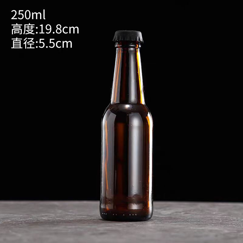 Empty Recyclable Wholesale 330ml 12oz Black Amber Beer Bottle for Packing Glass Bottle With Crown Caps Beer Bottle 330 ml