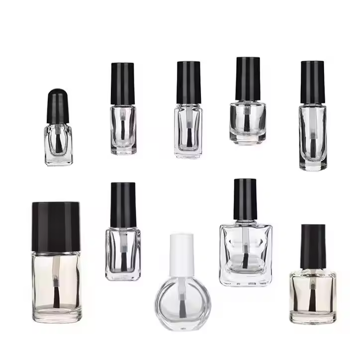 15ml Matte/glossy Black Clear Empty Glass Uv Gel Nail Polish Bottle With Brush