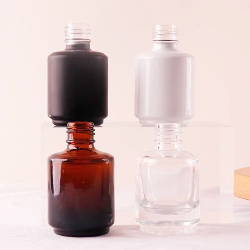 Free Sample 5ml 10ml 15ml Recyclable Frosted Matte Black Amber Empty Glass Uv Gel Nail Polish Bottle With Brush