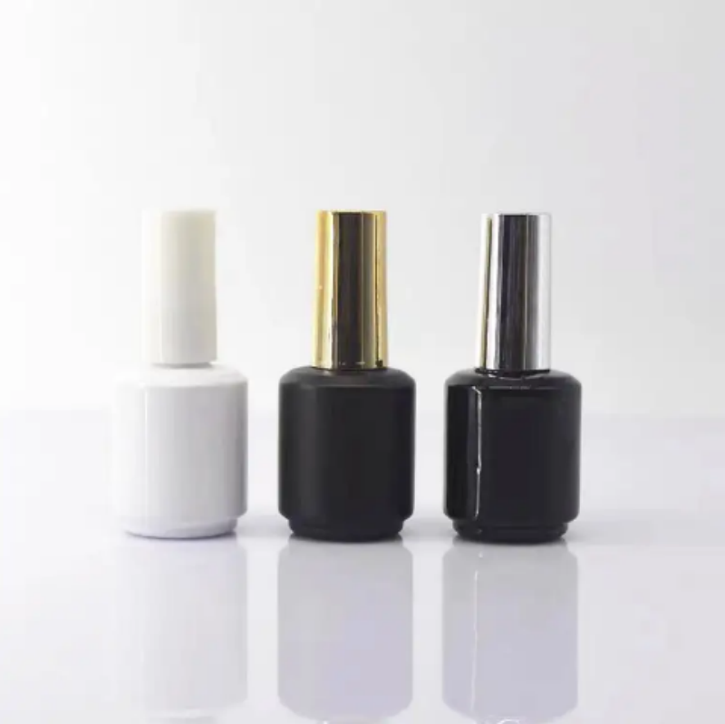 10ml Black Frosted Matte Glass Empty Bottle Uv Gel 15ml Round Nail Polish Bottle With Nail Polish Brush