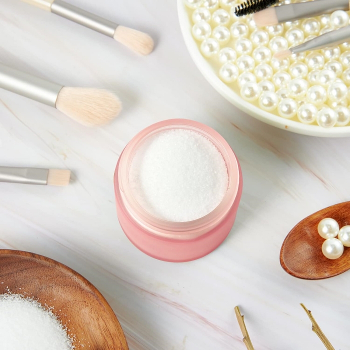 Mini Portable Face Cream Jar Containers 1 2 4 Oz Round Pink Frosted Glass Jars With Inner Liners and Pink Lids