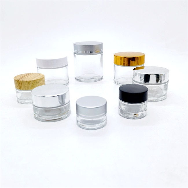 Empty 50g 100g Clear Cosmetic Jar Glass 30ml 50ml 100ml Cosmetic Cream Jar Glass Jar Pot Empty for Lip Balm