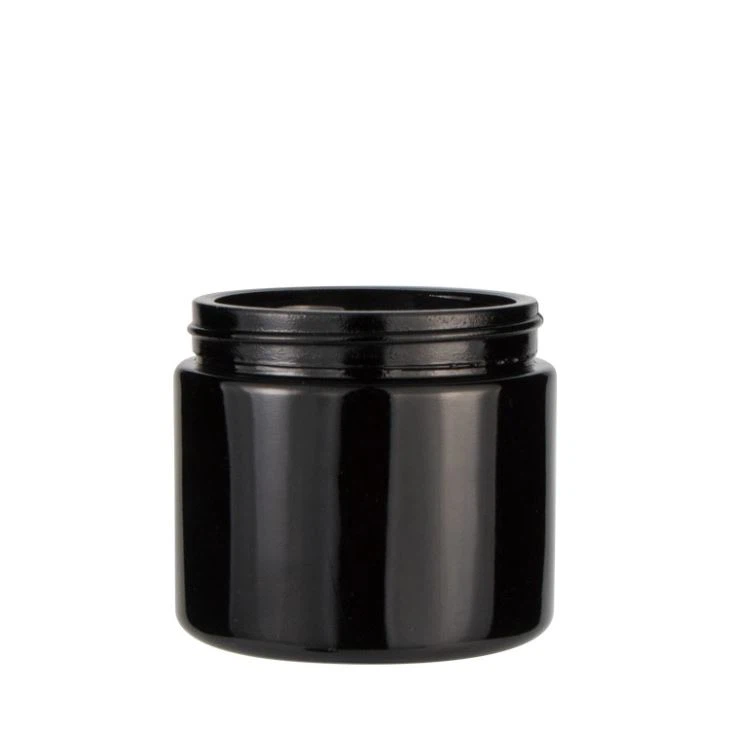 Round Skin Care Violet 20g 30g 50g Black Cosmetic Jar Packaging Bottle Glass Face Cream Jar With Black Lid