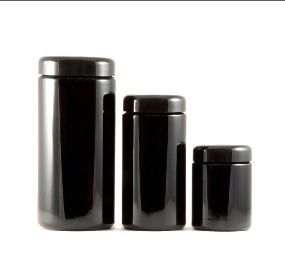 Round Skin Care Miron Violet 20g 30g 50g Black Cosmetic Jar Packaging Bottle Glass Face Cream Jar With Black Spiral Lid