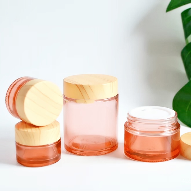 Multi Colored Customized 50g Empty 5g 10g 15g 20g 30g 60g 100g 200g Pink Green Matte Glass Cosmetic Cream Jars With Lids