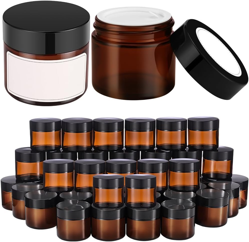 Empty Cosmetics Packing Brown Amber Glass Jar 20g 30g 50g With Lid