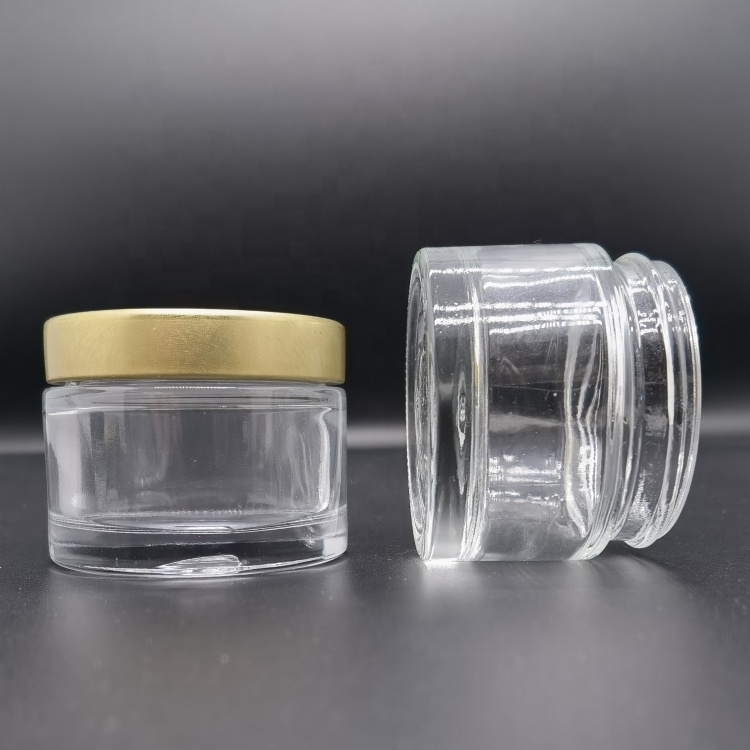 Wholesale Cosmetics 10g Facial Cream Jar Skin Care Empty Packaging 50 g 80 g Frosted Clear Glass Eye Cream Jar With Golden Cap