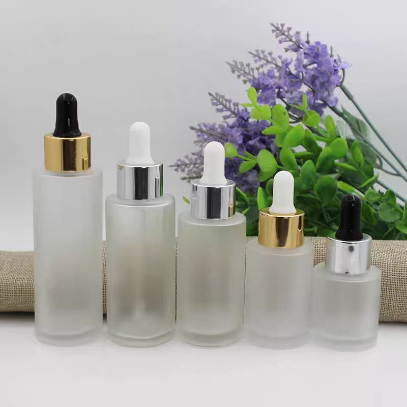 Glass Bottles With Dropper Clear Eye Dropper Bottle for Essential Oils 30ml 50ml 100ml Leakproof Tincture Bottles With Gold Cap