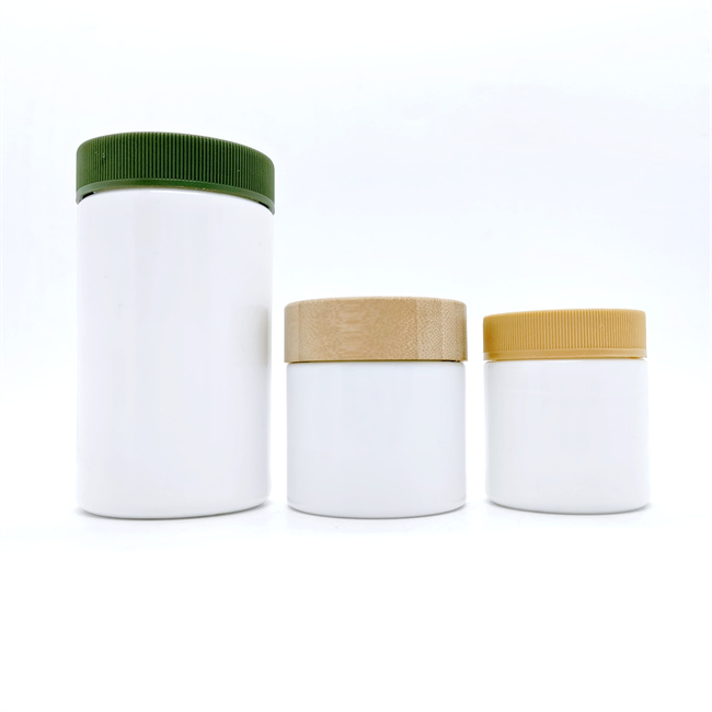 2 3 4 Oz 8 Ounce 16 oz Clear  White Ceramic Amber Glass Child Resistant Class Jar With Plastic Wood Bamboo Cap