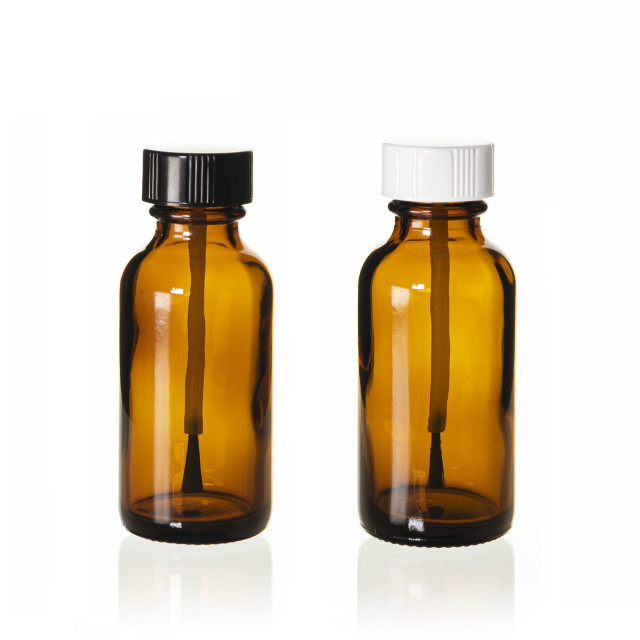 1/2 oz 1 Ounce 2 oz 4 oz Amber Glass Boston Rounds Bottles W/ Brush Caps
