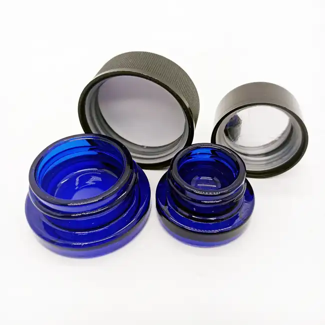 5ml 7ml 9ml Round Child Resistant Clear Glass Concentrate Jar With Screw Black Childproof Lids Wax Container for Cbd Eye Cream