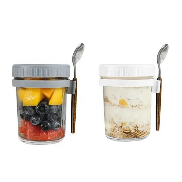 MULTIPURPOSE GLASS FOOD JARS for OVERNIGHT OATS, CEREAL, MILK, VEGETABLE and FRUIT SALAD