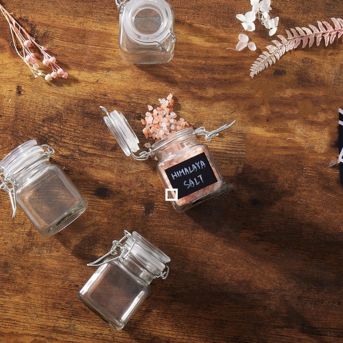 Square Mason Jars Glass Food Storage Jars With Airtight Clamp Lids, Mini 100 ml  Kitchen Canisters for Flour, Coffee, Pasta