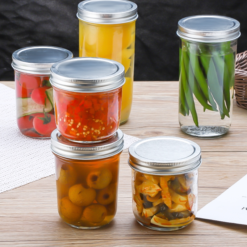 Wide Mouth Mason Jars 3oz 6oz  8oz 10oz 11oz 12oz 13oz 16oz 20oz 25oz Premium Clear Canning Glass Jar With Airtight Metal Lids