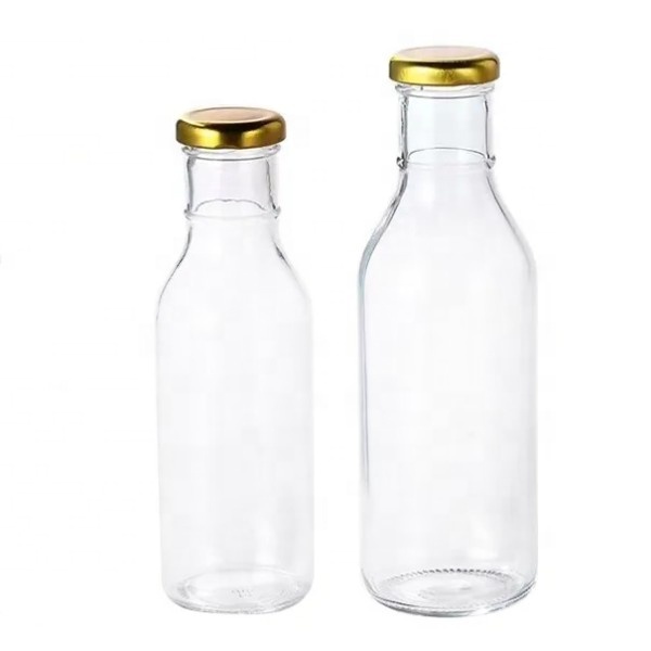 12 oz 8 oz Clear Glass Bottles With Screw Cap Wide Mouth for Beer Beverage Water Juice Cold BBQ Hot Sauce Pepper Dressings
