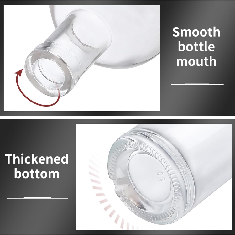 Customized 250ml 375ml 500ml 750ml 1000ml Liquor Bottle Whiskey Alcoholic Tequila Round Glass Bottle for Liquor With Cork