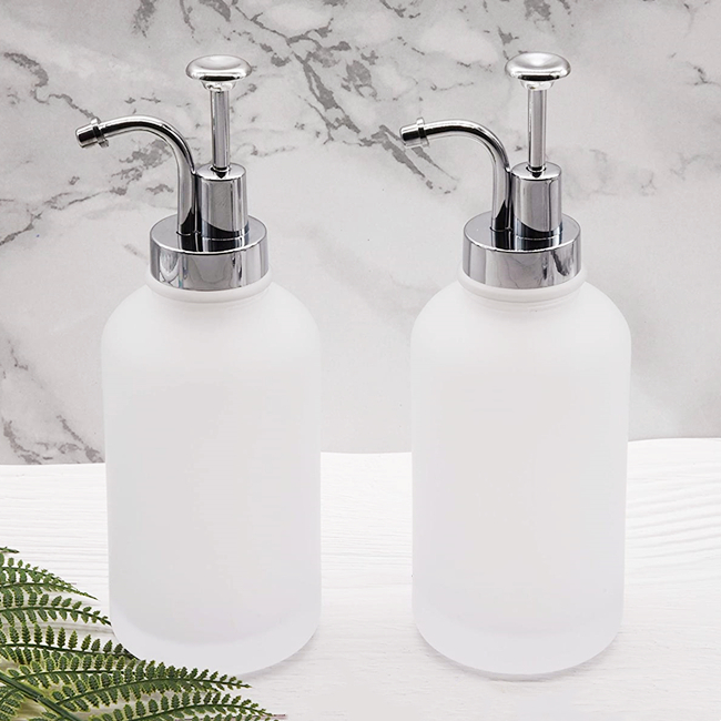 Custom Syrup Dispenser Fancy Fashion Cosmetic Boston Clear Glass Pump Cosmetic Dispenser Lotion Vintage Shampoo Dispenser Bottle