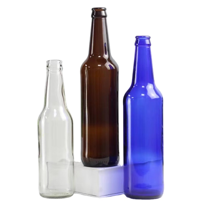 Custom Crown Cap Amber and Clear 330ml 500ml 650ml 750ml 1 Liter Empty Glass Beer Bottles Beverage Spirits Bottle