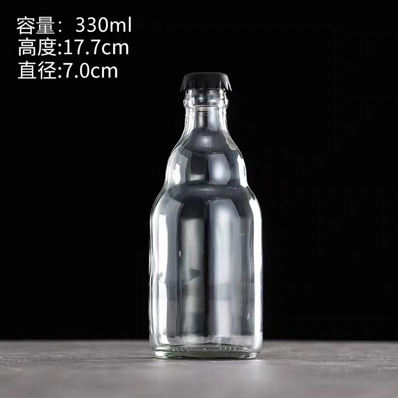 Empty Recyclable Wholesale 330ml 12oz Black Amber Beer Bottle for Packing Glass Bottle With Crown Caps Beer Bottle 330 ml