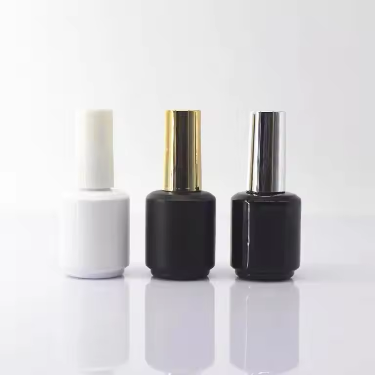 Luxury 10ml 15ml Square Uv Nail Gel Polish Bottle With Clear Top Nail Polish Cap and Arc Flat Brush Packing for Gel Polish