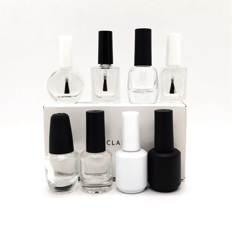 Wholesale Empty Black White Fancy Luxury Custom Uv Gel Nail Polish Bottle 15ml With Brush
