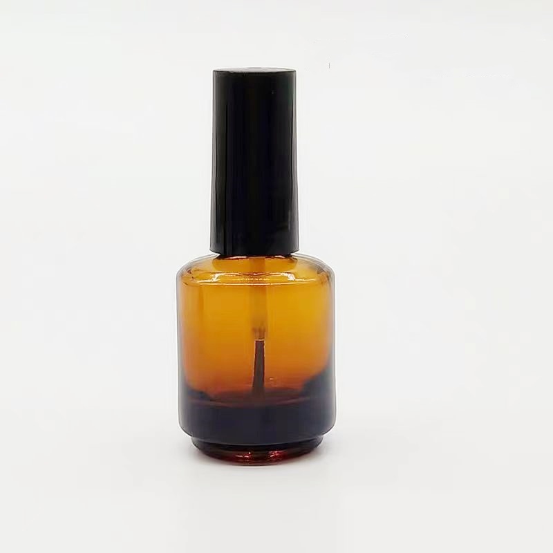 Free Sample 5ml 10ml 15ml Recyclable Frosted Matte Black Amber Empty Glass Uv Gel Nail Polish Bottle With Brush