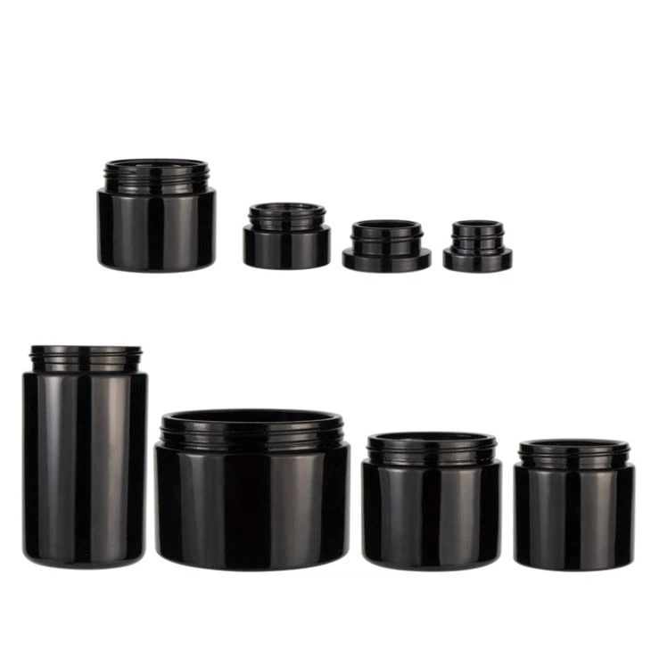 Round Skin Care Violet 20g 30g 50g Black Cosmetic Jar Packaging Bottle Glass Face Cream Jar With Black Lid