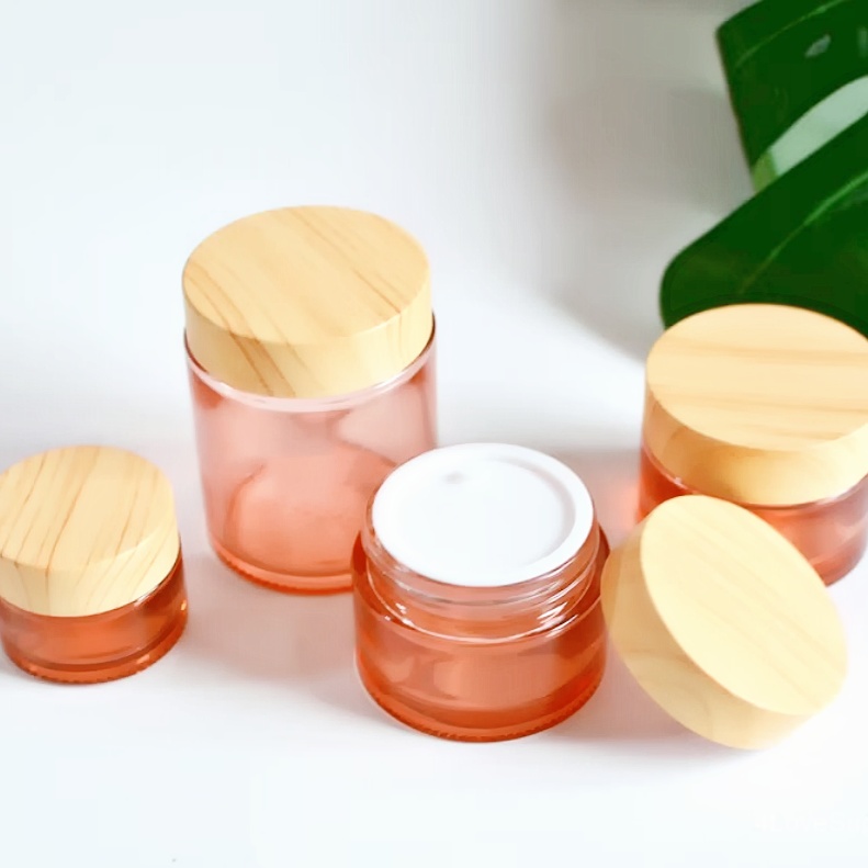 Multi Colored Customized 50g Empty 5g 10g 15g 20g 30g 60g 100g 200g Pink Green Matte Glass Cosmetic Cream Jars With Lids