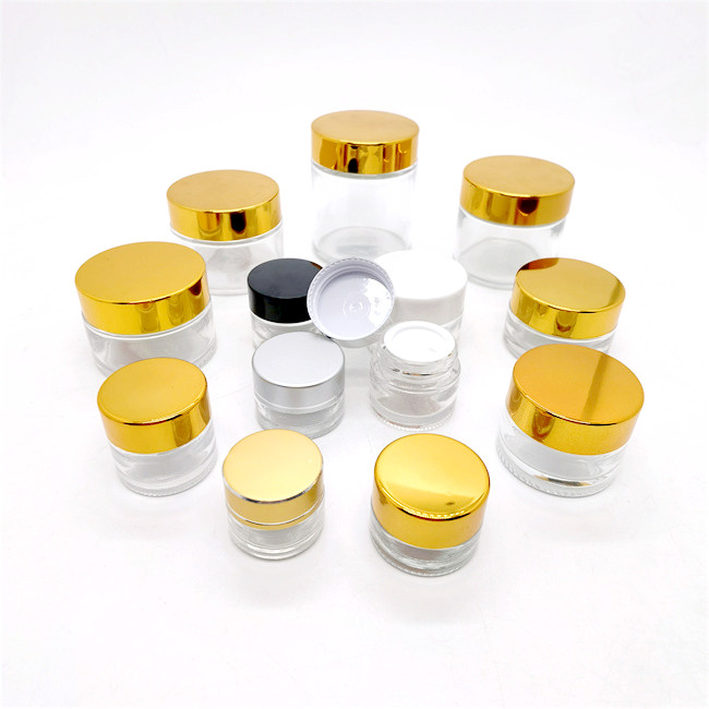 Wholesale 5g 10g 15g 20g 30g 50g 100g White Lid Frosted Glass Cosmetics Jar for Cream Eye Cream Jar With Lids