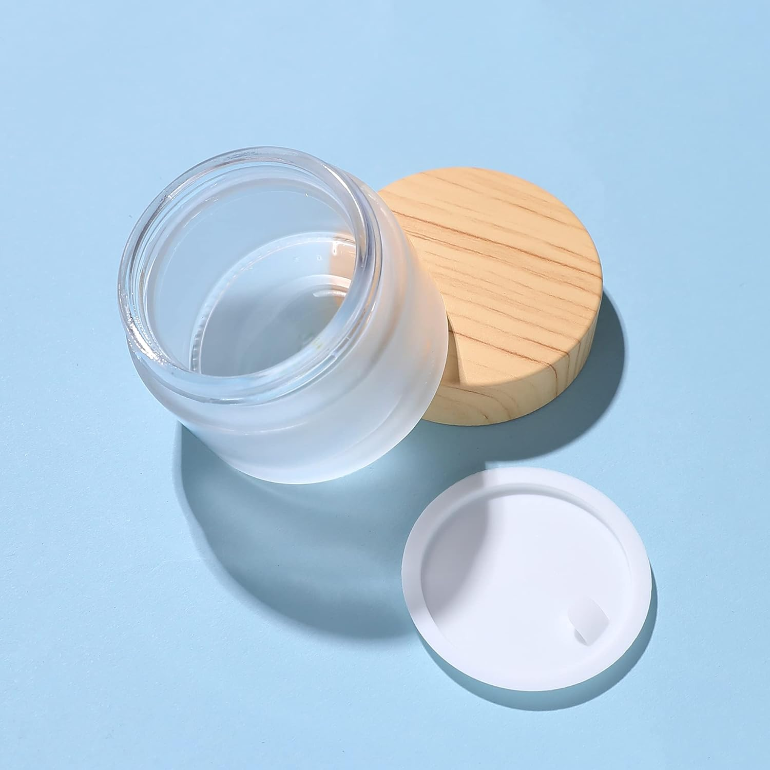 Wholesale 5g 15g 30g 50g 100g Glass Jar With Bamboo Lid for Cream Cosmetic