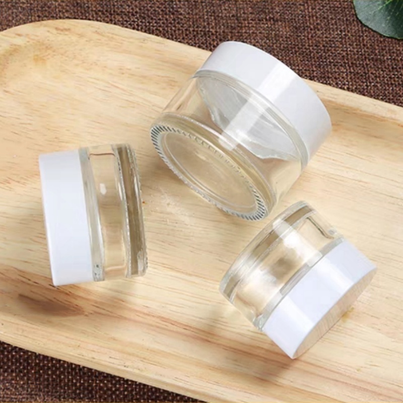 20 30 50 100ml 120ml Clear Glass Straight Sided Cosmetic Cream Jar With Smooth Lids