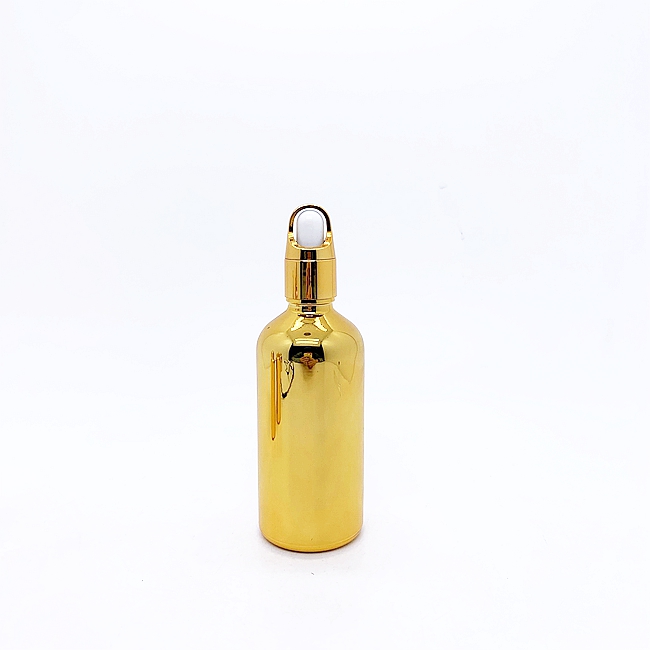 In Stock Empty Cosmetic Gold Drop Bottle 30ml 10 ml 100ml Glass Pipette Bottle With Flower Basket Dropper Cap
