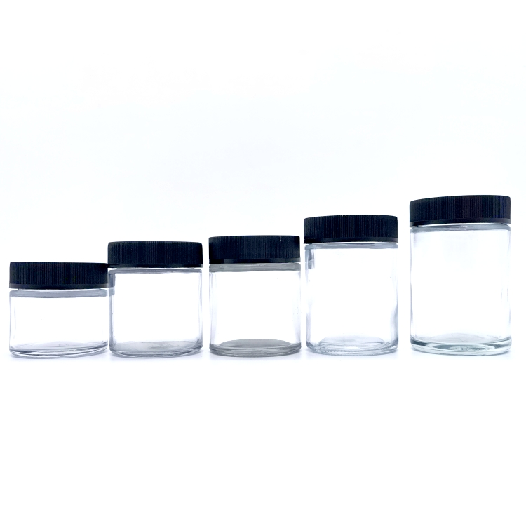 1 oz 2 oz 3 oz 4 oz 6 oz 8 oz 16 oz 3.5g Airtight clear Child Resistant Glass Jar Flower Jar Packaging Containers With CR Lids