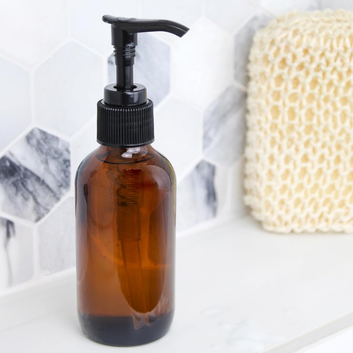 Packaging Bottles Cosmetic Boston Round Bottle Plastic Body Lotion Bottle Amber Frosted Glass With Black Screen Printing Dropper
