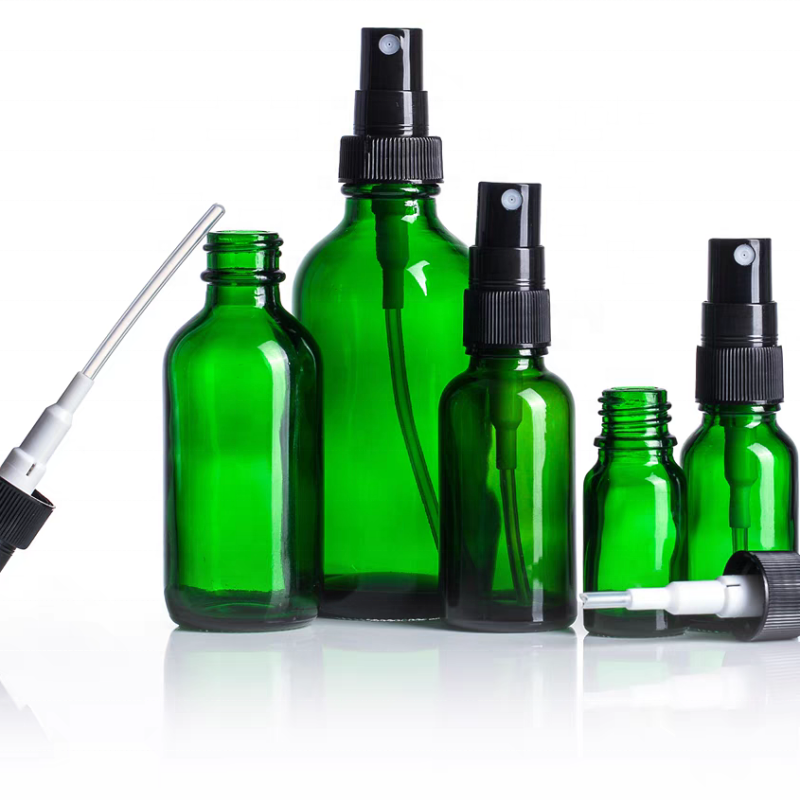 Empty Cosmetic Essential Oil Use Clear Blue Amber Glass Boston Bottles With Screw Cap Dropper Bottle 30ml 60ml Supplier