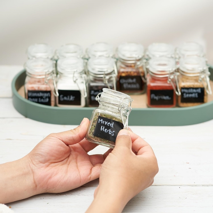 Square Mason Jars Glass Food Storage Jars With Airtight Clamp Lids, Mini 100 ml  Kitchen Canisters for Flour, Coffee, Pasta