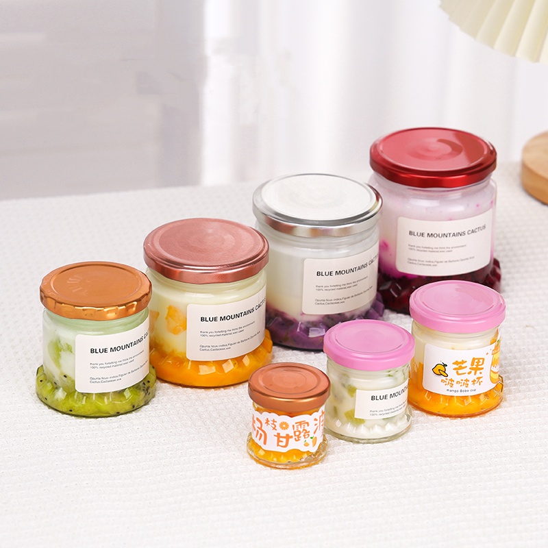 75ml 100ml 200ml 280ml 380ml 500ml Recyclable Custom Round Wide Mouth Pickle Jam Glass Honey Jar With Metal Lug Cap