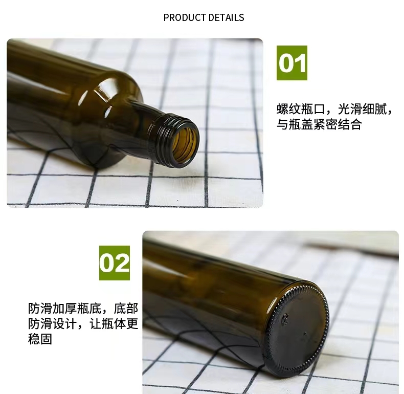 Bulk 100ml 250ml 500ml 750ml 1l Empty Square Dark Green Marasca Cooking Olive Oil Glass Bottles