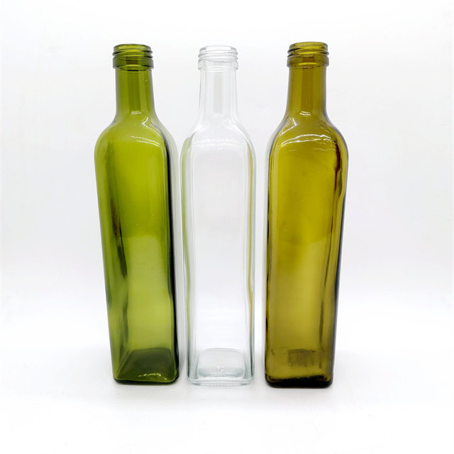 500ml Empty clear square Small Glass Bottles for Olive Oil and Vinegar Sesame Oil