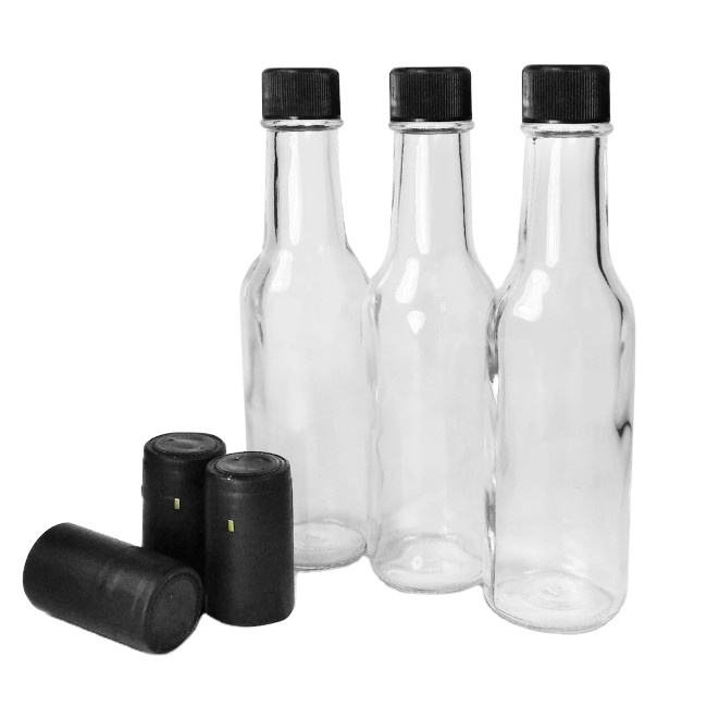 Hot Sauce Chilli Glass Bottle Empty 5oz 8oz 150ml 250ml Round Salad Dressing Ketchup Bottle With Screw Cap Lids