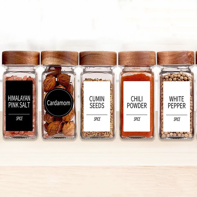 24pcs Set 120ml Square Spice Jars 4oz Glass Bottles With Bamboo Lids for Cosmetics Free Sample Available